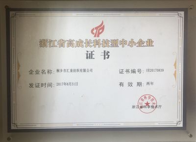 浙江省高成長(cháng)科技型中小企業(yè)證書(shū)